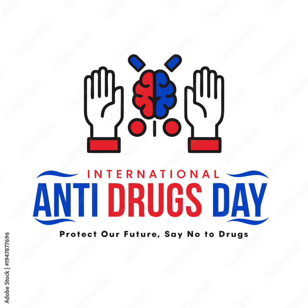Fototapeta premium Anti Drug day vector illustration.
