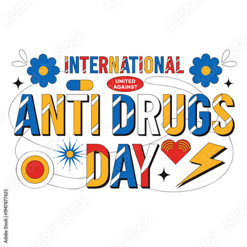  Anti Drug day vector illustration.

