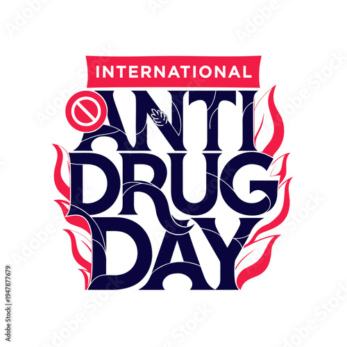  Anti Drug day vector illustration.

