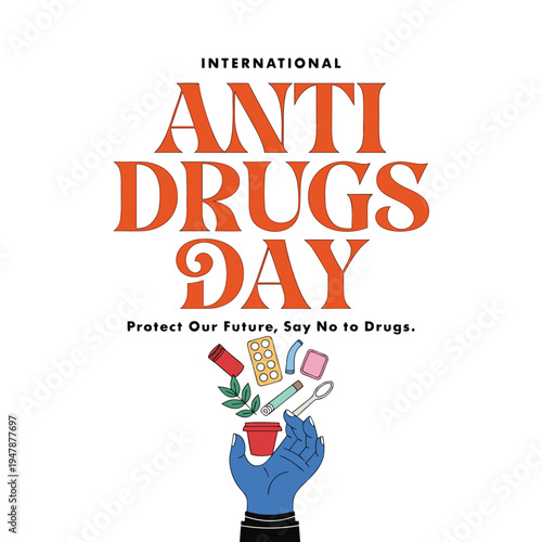  Anti Drug day vector illustration.
