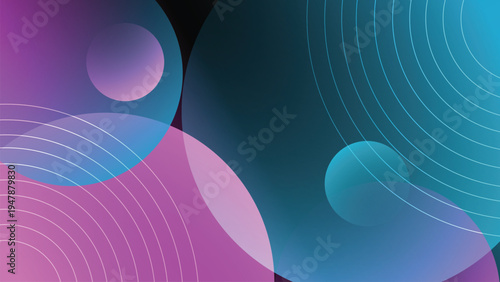 Abstract circle composition features overlapping with colorful gradient in various colors. Modern abstract circle background