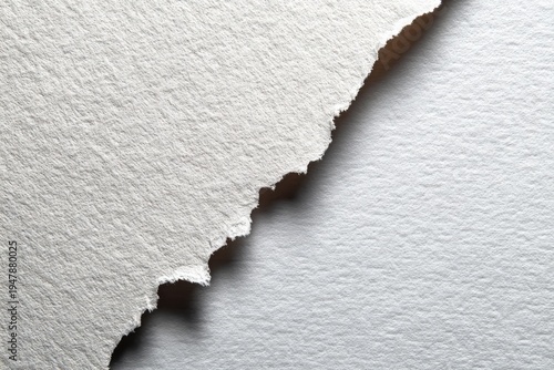 Textured white paper with a torn edge revealing a darker layer underneath.