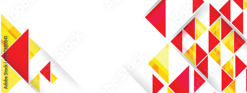 Red and Orange glossy triangles abstract technology background with space for text. Modern background for business and presentation