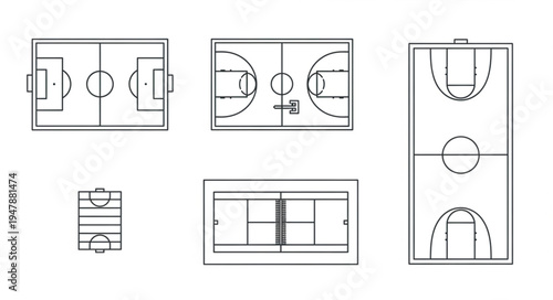 Various Court Layouts for Different Sports Fields.