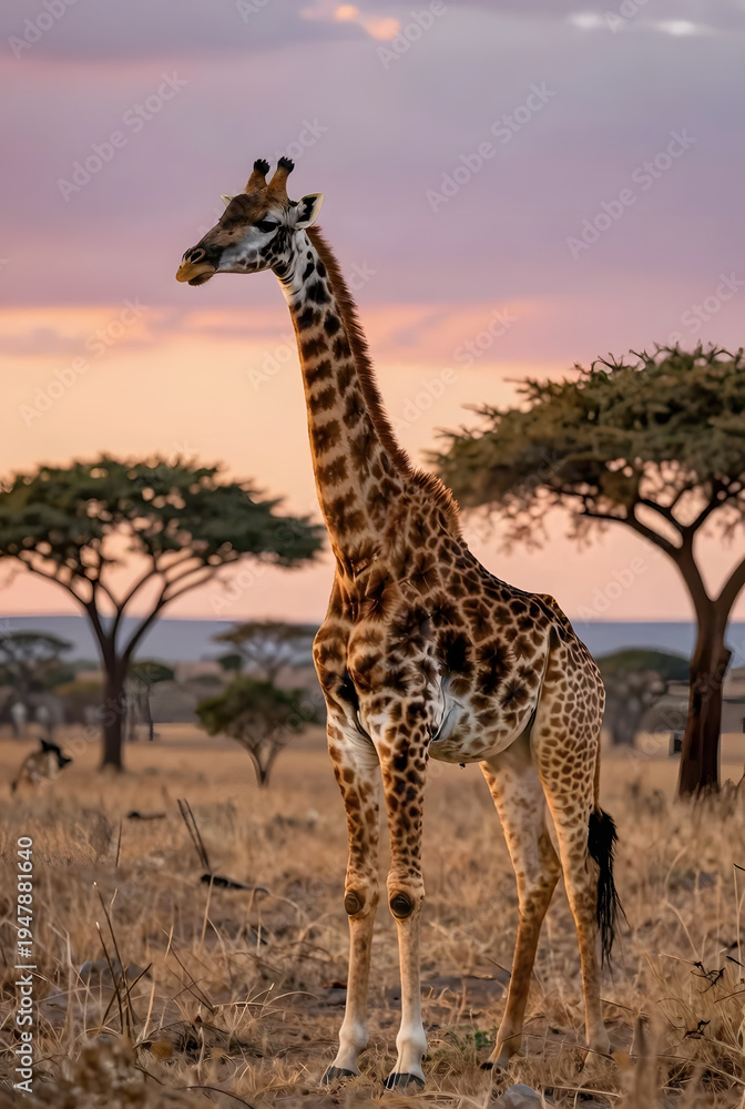 Fototapeta premium Giant Giraffe in African Landscape