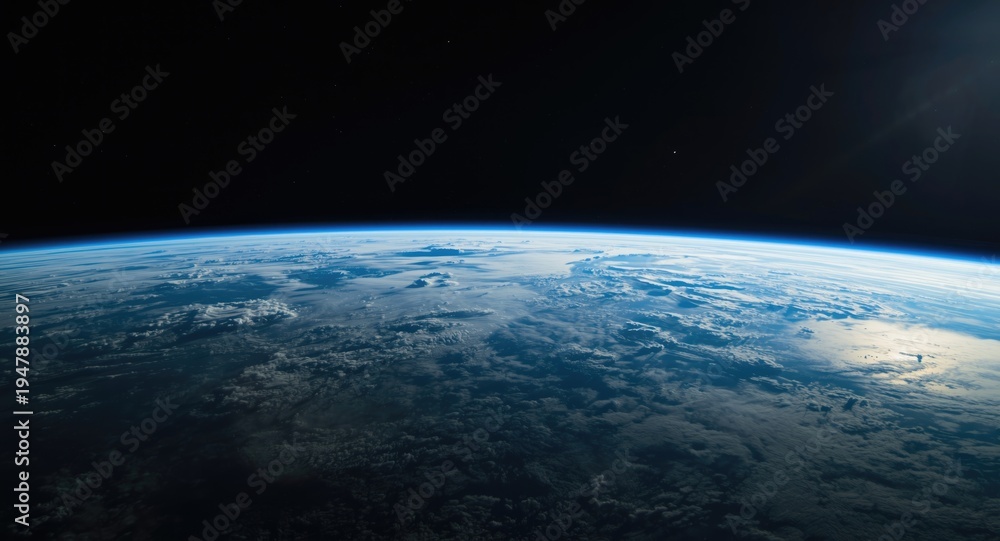 Fototapeta premium Earth and its atmospheric envelope framed by deep space