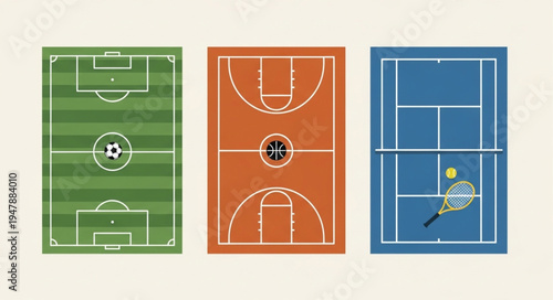 Overhead View of Soccer, Basketball, and Tennis Courts.