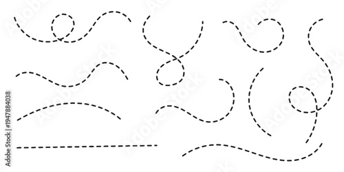 Spiral dotted line hand drawn. Vector illustration.