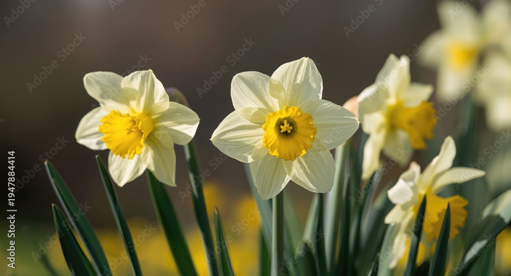 Obraz premium Delicate daffodil ensemble exuding vibrant springtime aura and freshness