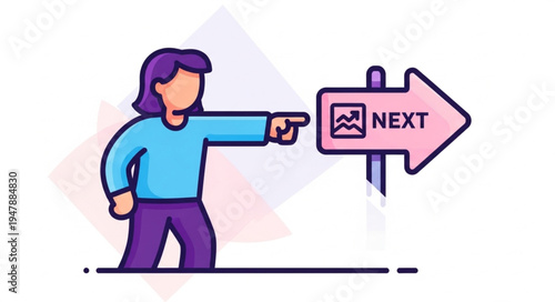 Woman pointing to next direction.