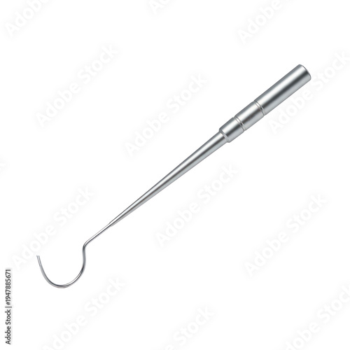 Metallic Surgical Hook Instrument Isolated On A White Background