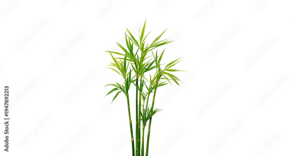 Obraz premium Bamboo leaf sprigs isolated on a plain white backdrop with copy space included