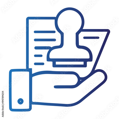 A hand holds a document with a stamp on it