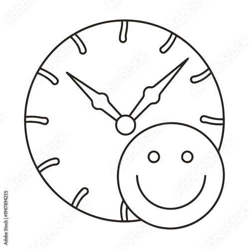 Vector of a clock with a smiling face on the surface