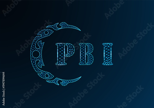 Low poly letter logo PBI design. PBI letter logo low poly vector design on blue color gradient background. PBI logo low poly design