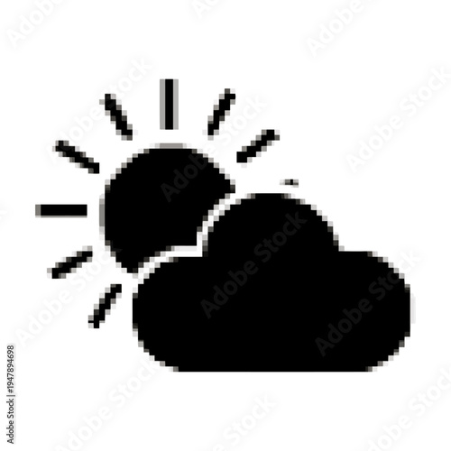 Vector of a sun partially obscured by a fluffy cloud