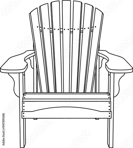 Black outline of a wooden Adirondack chair furniture outdoor furniture