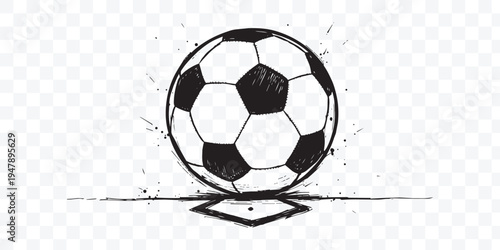 Dynamic Grunge Soccer Ball Sketch Vector. Hand-Drawn Football Art for Sporty Designs
