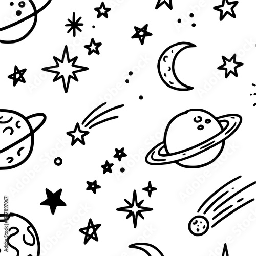 Bright cheerful stars illustration for night sky, fantasy, and decoration themes
