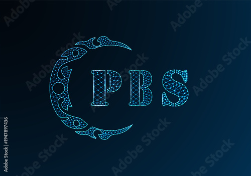 Low poly letter logo PBS design. PBS letter logo low poly vector design on blue color gradient background. PBS logo low poly design