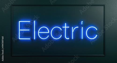 Electric blue font set against a dark green baize and framed picture