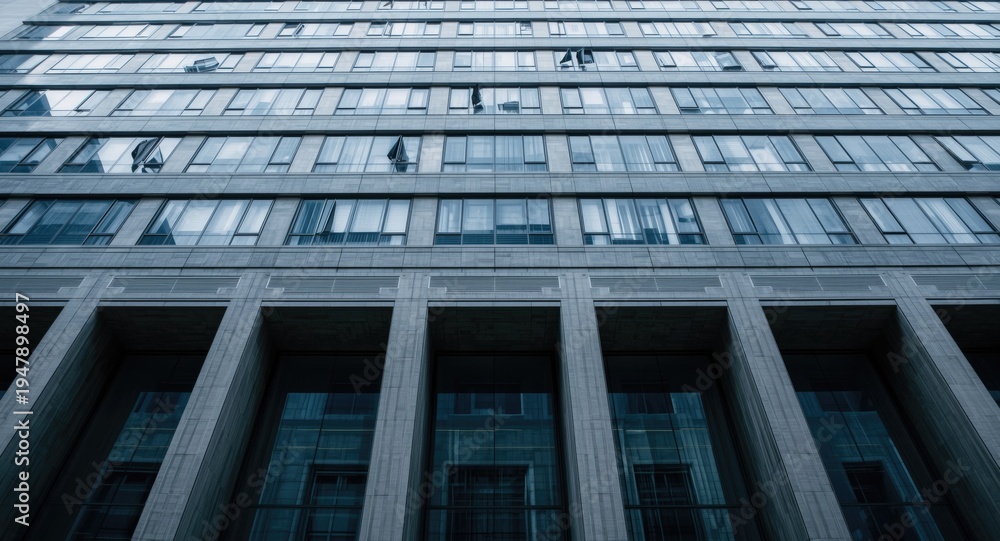 Obraz premium Commercial office building facade showcasing modern financial architecture