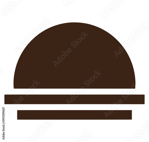 Brown cloche cover for food on a plate icon symbol