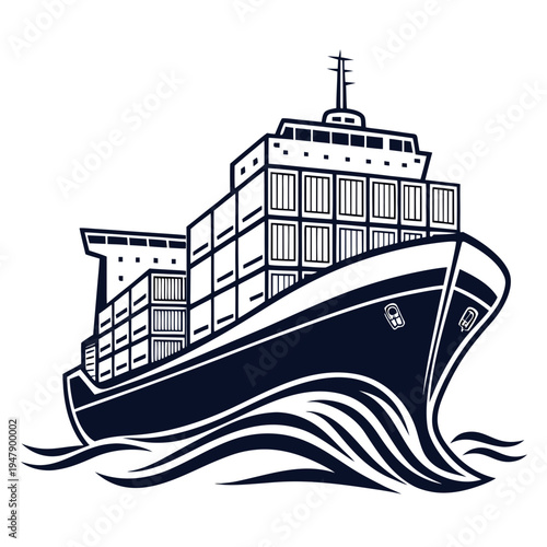 A large cargo ship sailing on the ocean Vector