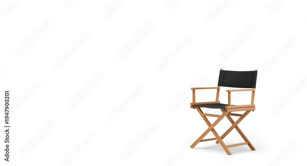 Fototapeta premium Empty directors chair isolated on a white minimalist background