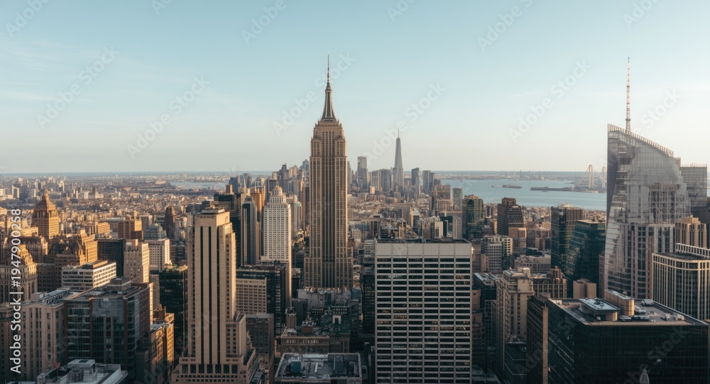 Fototapeta premium Daytime urban vista with towering building and cityscape elements