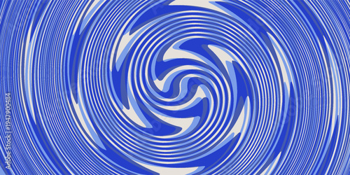 Blue wavy lines abstract background. Trendy psychedelic retro style backdrop. Waves, swirl and twirl pattern. Twisted distorted vector texture.