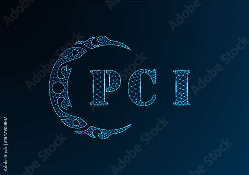 Low poly letter logo PCI design. PCI letter logo low poly vector design on blue color gradient background. PCI logo low poly design