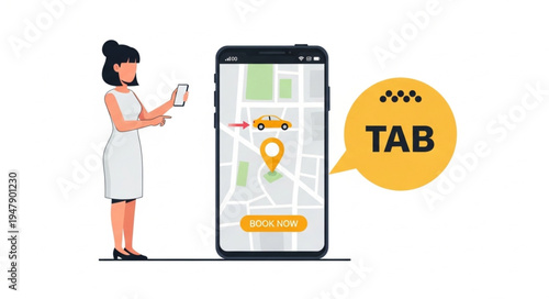 Woman Using Phone With Map.