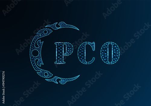 Low poly letter logo PCO design. PCO letter logo low poly vector design on blue color gradient background. PCO logo low poly design