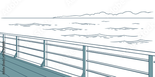 A metal railing on a pier Vector