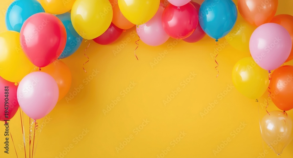 Fototapeta premium 80th birthday party featuring an array of bright balloons and plenty of copy space for wishes