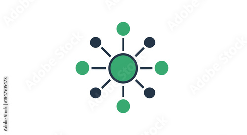 Green circle connected dots graphic.