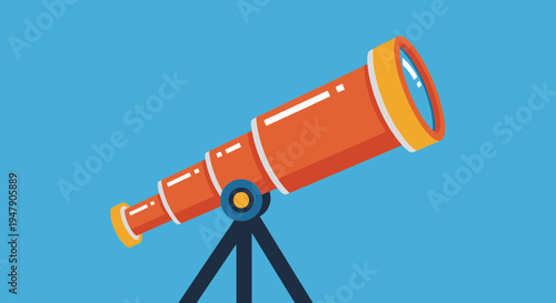 Vintage Style Orange Telescope Instrument.