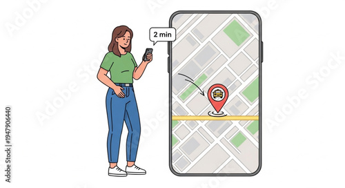 Woman Using Smartphone Map Navigation.