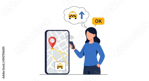 Woman Using Smartphone Navigation.