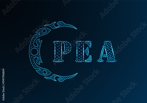 Low poly letter logo PEA design. PEA letter logo low poly vector design on blue color gradient background. PEA logo low poly design