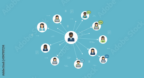 Conceptual illustration of global business network and online communication.