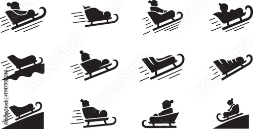 Santa Claus Sled Silhouette Pattern Flying High