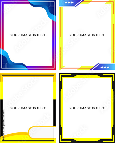 set collection of vibrant  frame border for social media business, corporate,   marketing post feed portrait content overlay