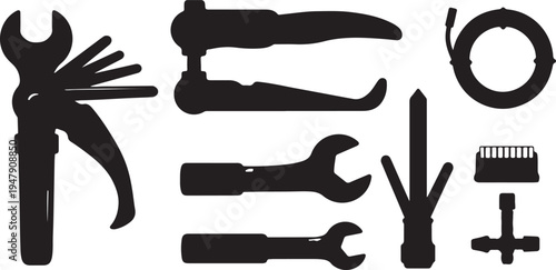 Hand saw on a workbench with wood and tools for diy woodworking project in a workshop