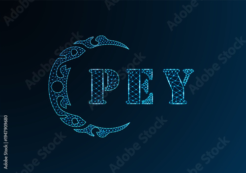 Low poly letter logo PEY design. PEY letter logo low poly vector design on blue color gradient background. PEY logo low poly design