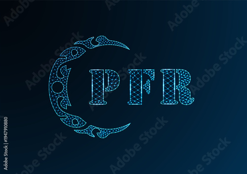Low poly letter logo PFR design. PFR letter logo low poly vector design on blue color gradient background. PFR logo low poly design