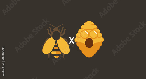 Bee next to a honeycomb.
