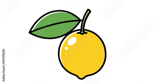 Fresh Yellow Lemon Fruit Illustration.