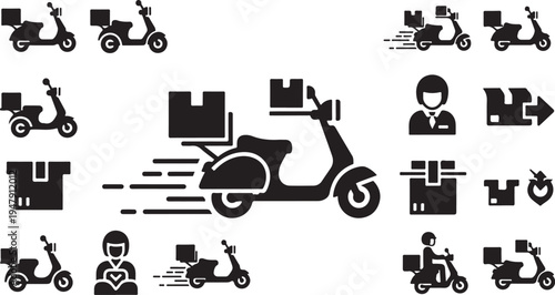 Delivery icons and symbols for logistics and shipping